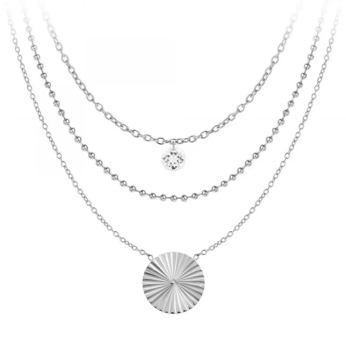 So Charm BijouxCollier Femme So Charm - B2115-ARGENT+B2382-ARGENT-10001-CRYS+B2385-ARGENT - Colliers Mode Argentés