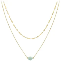 So Charm BijouxCollier Femme So Charm - B4277-DORE-AMAZONITE - Collier Mode Doré