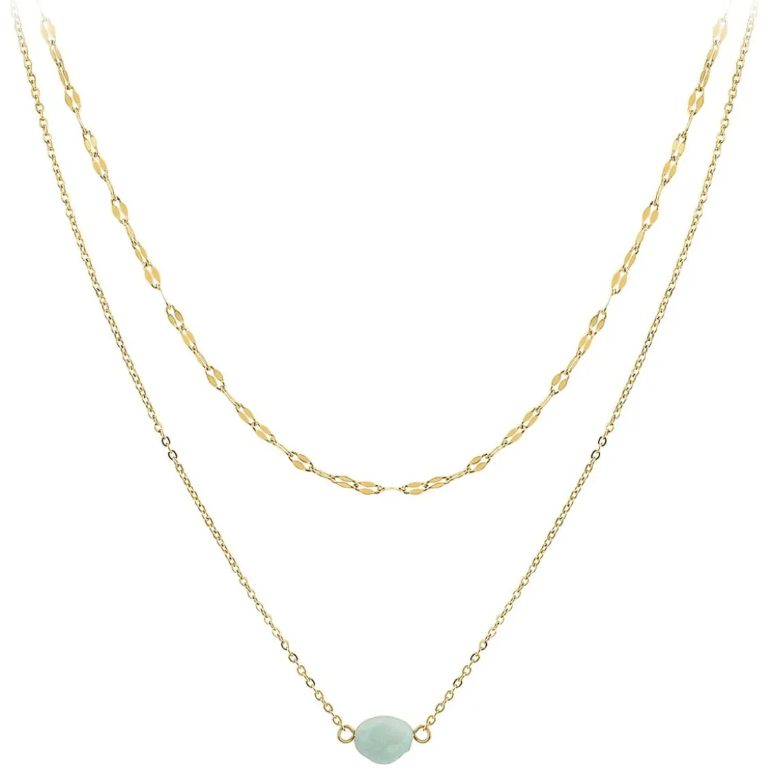 So Charm BijouxCollier Femme So Charm - B4277-DORE-AMAZONITE - Collier Mode Doré