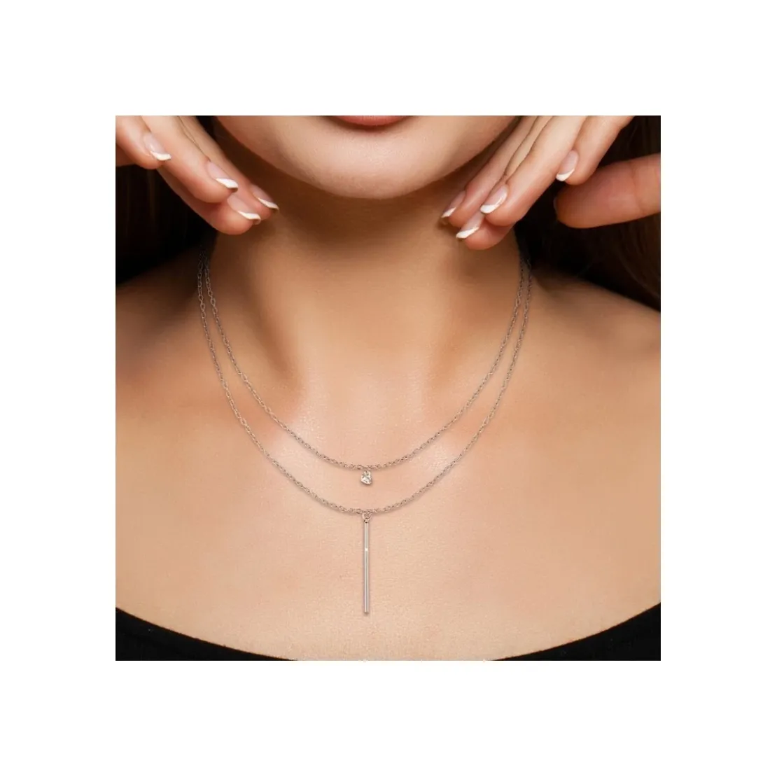 So Charm BijouxCollier Femme So Charm - B2274-ARGENT+B2382-ARGENT-10004-WHITE - Collier Mode Argenté