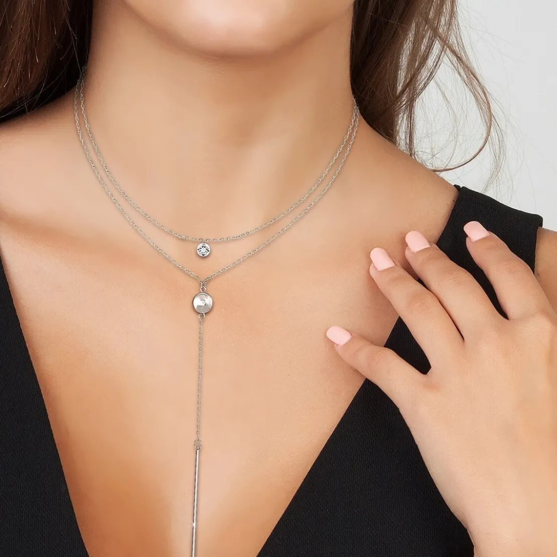 So Charm BijouxCollier Femme So Charm - B2276-ARGENT+B2382-ARGENT-10001-CRYS - Collier Mode Argenté