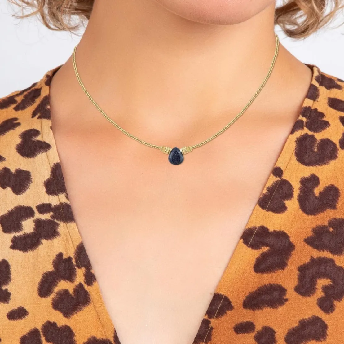So Charm BijouxCollier Femme So Charm - B4179-BLEU - Collier Mode Doré