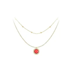 So Charm BijouxCollier Femme So Charm - B2126-ROUGE+B2370-DORE - Collier Mode Doré