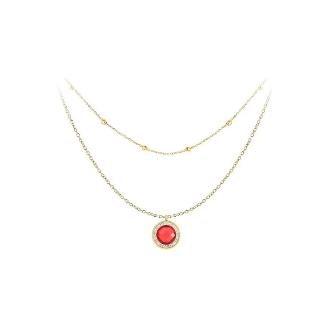 So Charm BijouxCollier Femme So Charm - B2126-ROUGE+B2370-DORE - Collier Mode Doré
