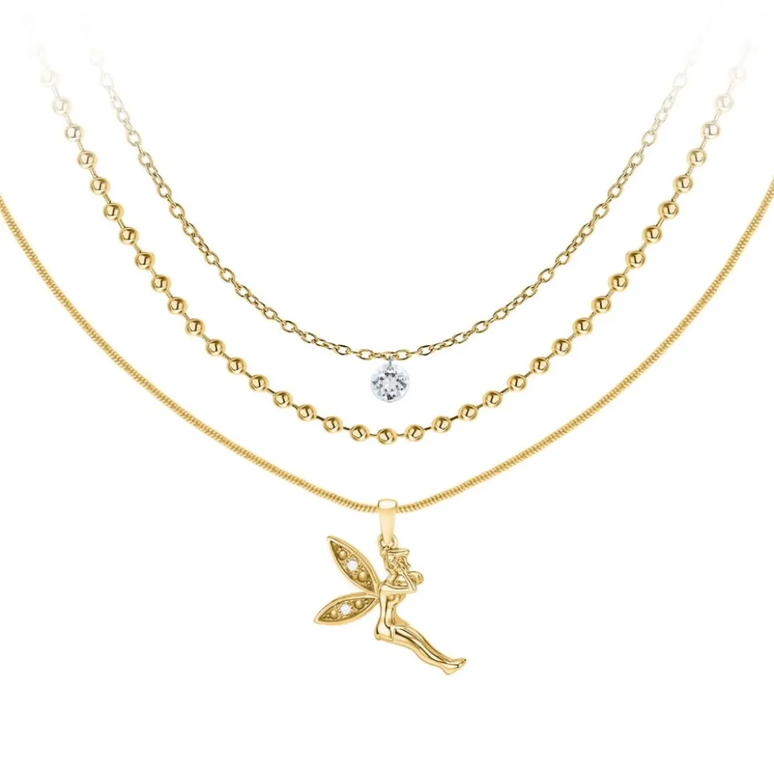 So Charm BijouxCollier fée par So Charm® ornée de cristaux Swarovski® BS065-SN022-CRYS+B2385-DORE+B2382-DORE-10001-CRYS