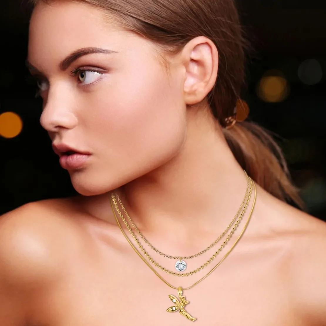 So Charm BijouxCollier fée par So Charm® ornée de cristaux Swarovski® BS065-SN022-CRYS+B2385-DORE+B2382-DORE-10001-CRYS