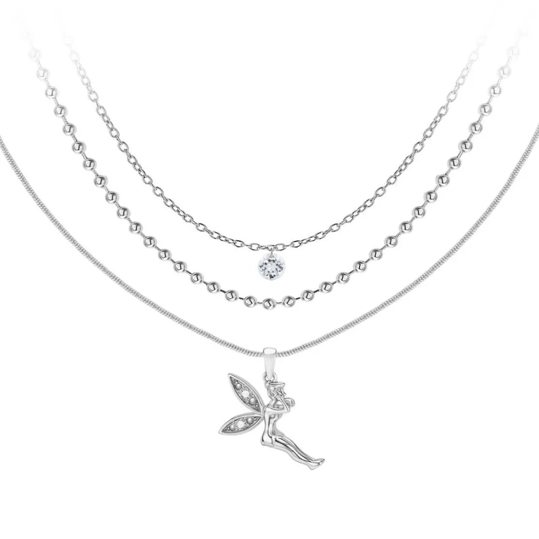 So Charm BijouxCollier fée par So Charm® ornée de cristaux Swarovski® BS065-SN016-CRYS+B2385-ARGENT+B2382-ARGENT-10001-CRYS