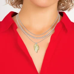So Charm BijouxCollier feuille par So Charm® ornée de cristaux Swarovski® BS4408-GOSH-SN016+B2881-ARGENT+B2385-ARGENT