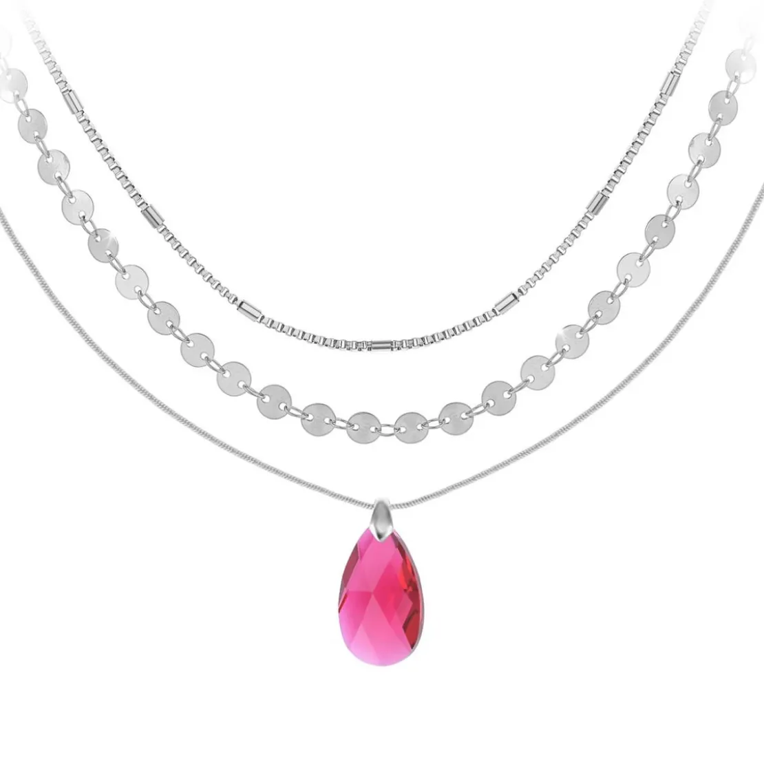 So Charm BijouxCollier goutte par So Charm® ornée de cristaux Swarovski® BS4395-SCAR-SN016+B2392-ARGENT+B2387-ARGENT