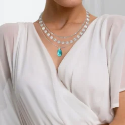 So Charm BijouxCollier goutte par So Charm® ornée de cristaux Swarovski® BS4395-EMER-SN016+B2392-ARGENT+B2387-ARGENT