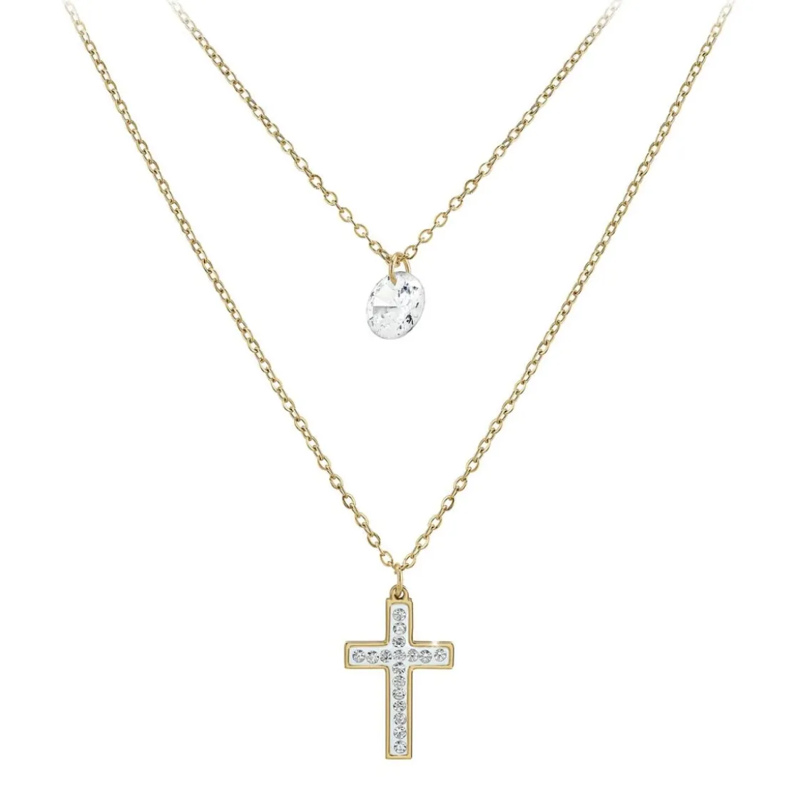 So Charm BijouxCollier multi rangs et croix par So Charm® ornée de cristaux Swarovski® BS2742-DORE
