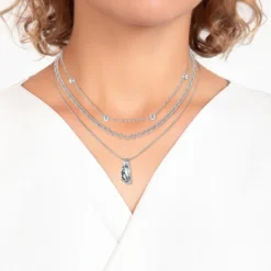 So Charm BijouxCollier par So Charm® ornée de cristaux Swarovski® BS4407-CRYS-SN016+B2378-ARGENT+B2370-ARGENT