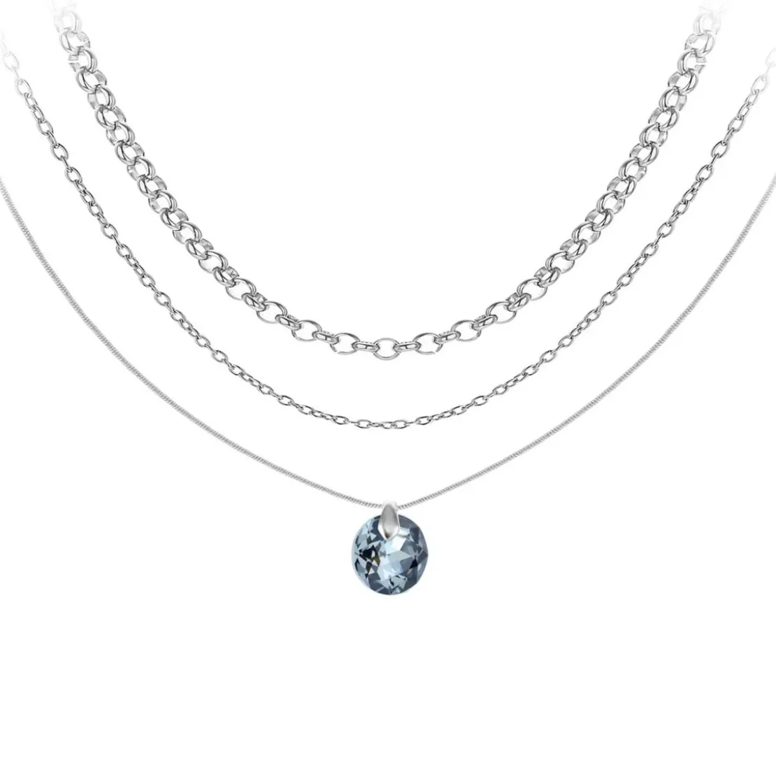 So Charm BijouxCollier par So Charm® ornée de cristaux Swarovski® BS4409-SINI-SN016+B2378-ARGENT+B2382-ARGENT