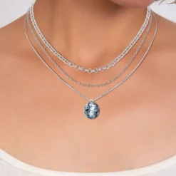 So Charm BijouxCollier par So Charm® ornée de cristaux Swarovski® BS4409-SINI-SN016+B2378-ARGENT+B2382-ARGENT