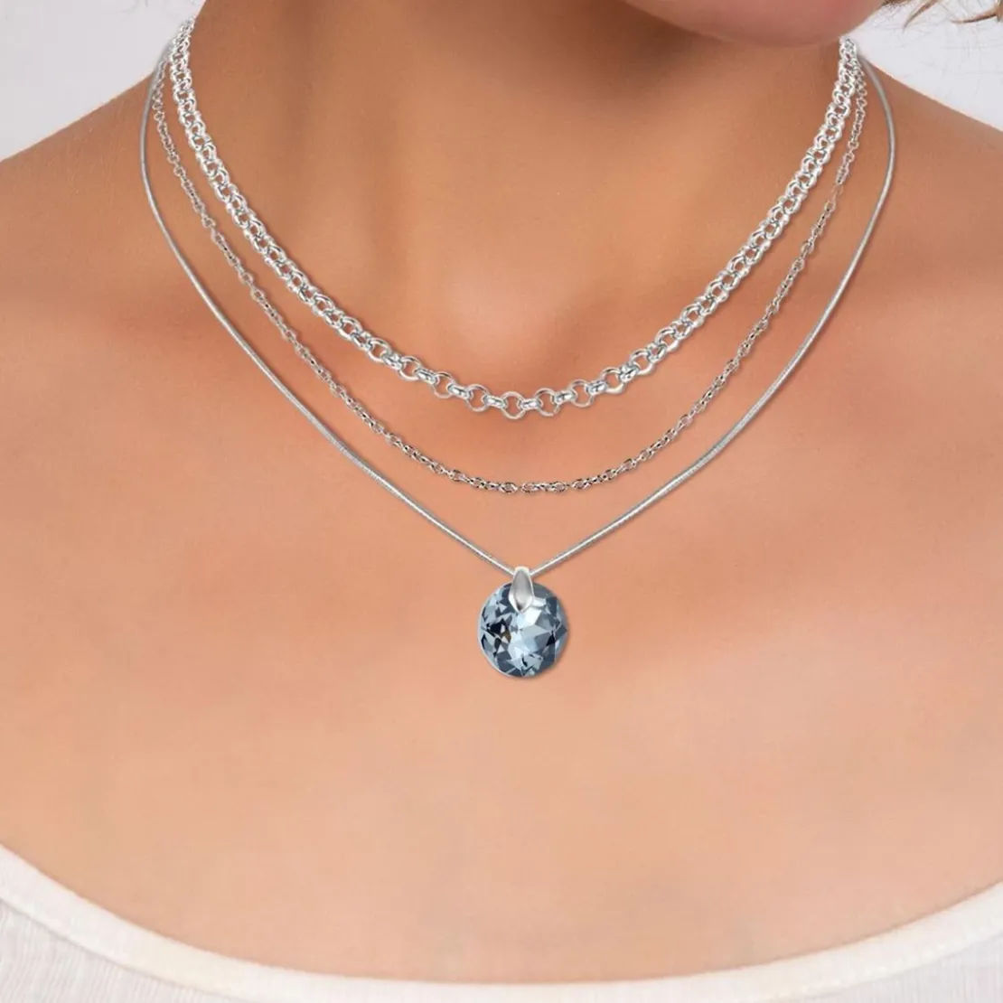 So Charm BijouxCollier par So Charm® ornée de cristaux Swarovski® BS4409-SINI-SN016+B2378-ARGENT+B2382-ARGENT