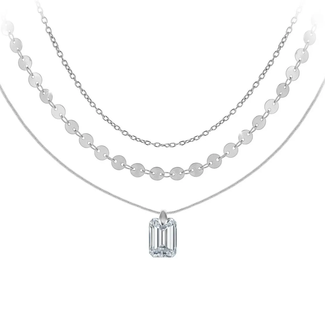 So Charm BijouxCollier par So Charm® ornée de cristaux Swarovski® BS4411-CRYS-SN016+B2392-ARGENT+B2382-ARGENT