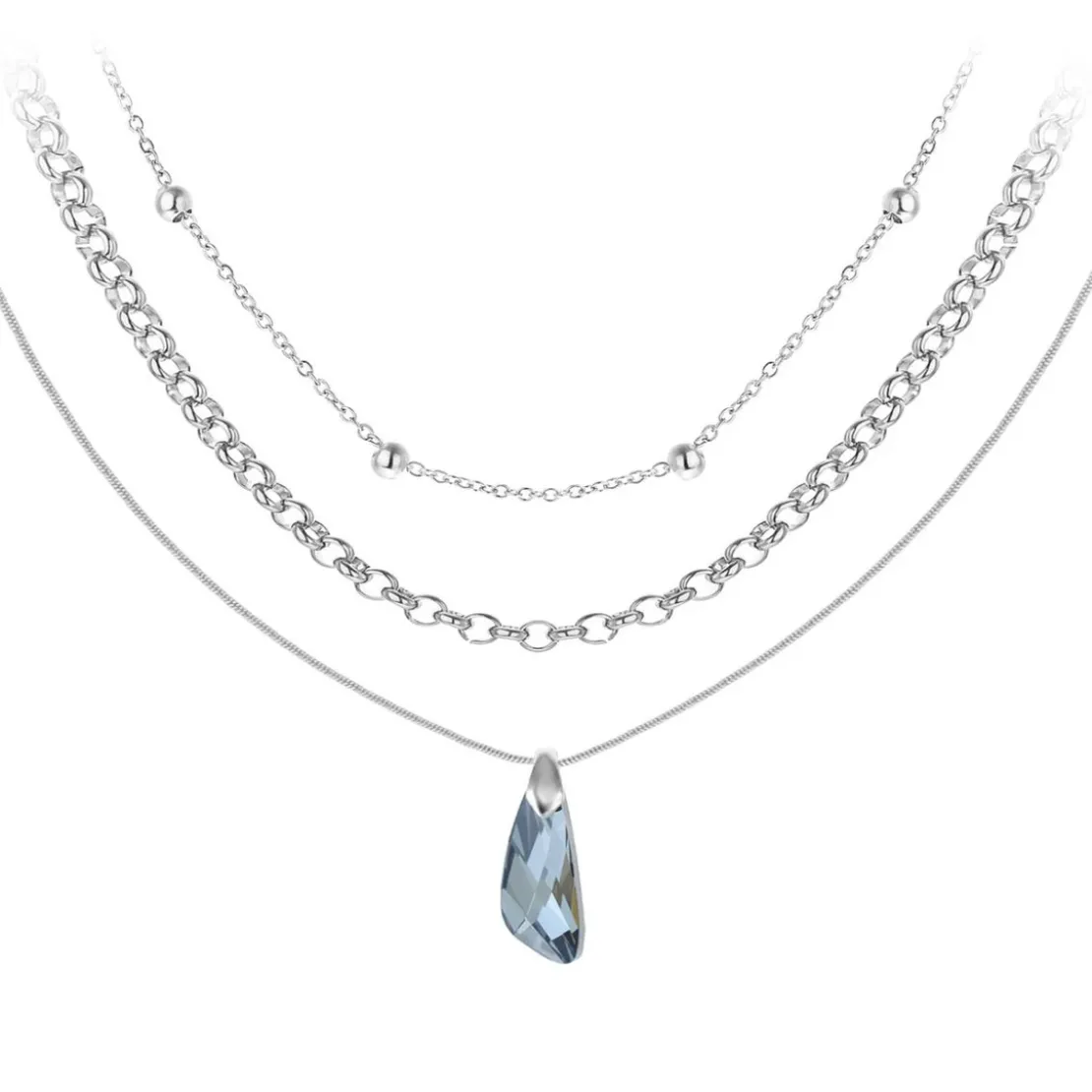 So Charm BijouxCollier par So Charm® ornée de cristaux Swarovski® BS4407-SINI-SN016+B2378-ARGENT+B2370-ARGENT