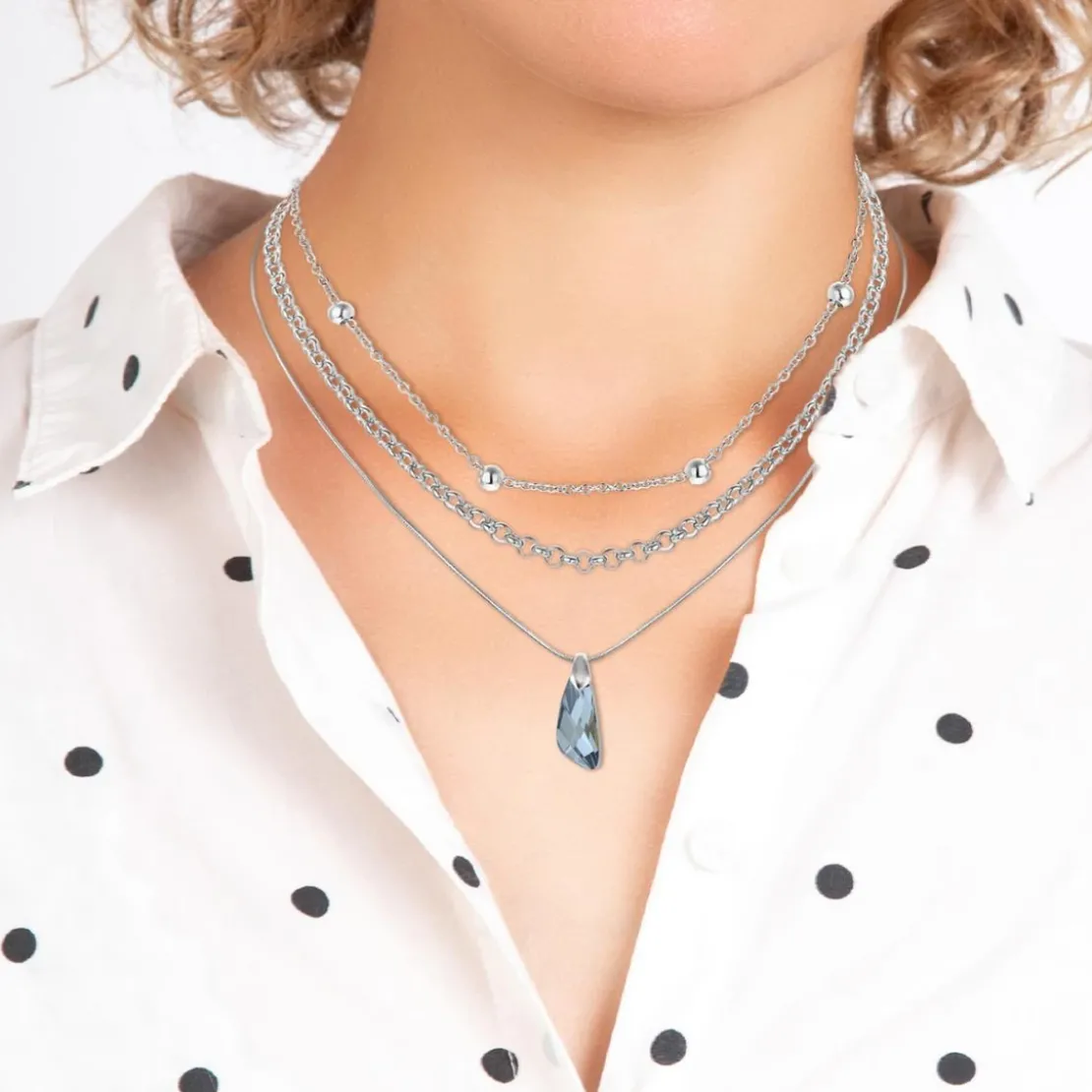 So Charm BijouxCollier par So Charm® ornée de cristaux Swarovski® BS4407-SINI-SN016+B2378-ARGENT+B2370-ARGENT