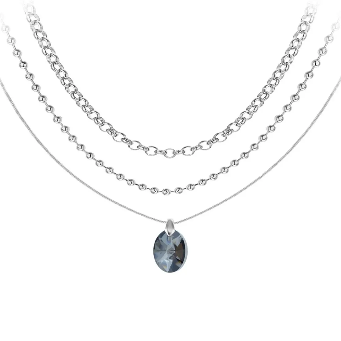 So Charm BijouxCollier par So Charm® ornée de cristaux Swarovski® BS4396-SINI-SN016+B2378-ARGENT+B2385-ARGENT