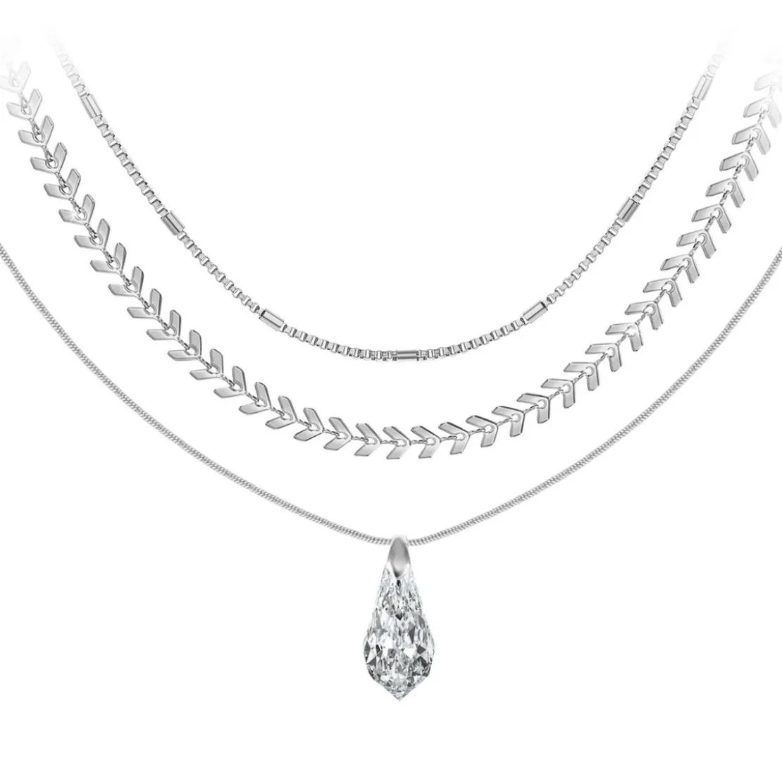 So Charm BijouxCollier par So Charm® ornée de cristaux Swarovski® BS4402-CRYS-SN016+B2881-ARGENT+B2387-ARGENT