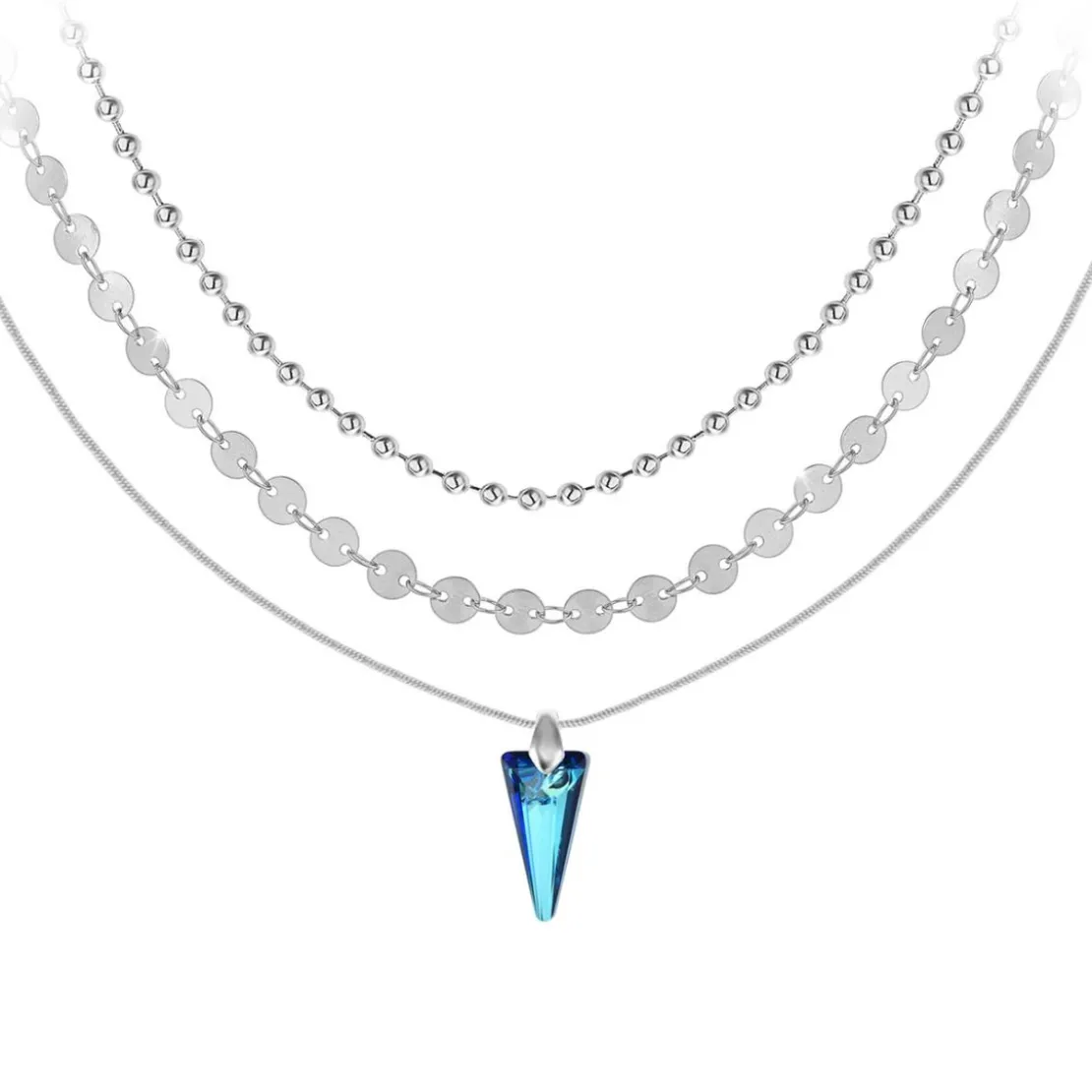 So Charm BijouxCollier par So Charm® ornée de cristaux Swarovski® BS4400-BEBL-SN016+B2392-ARGENT+B2385-ARGENT