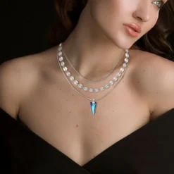 So Charm BijouxCollier par So Charm® ornée de cristaux Swarovski® BS4400-BEBL-SN016+B2392-ARGENT+B2385-ARGENT