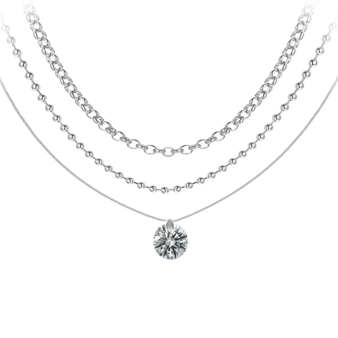 So Charm BijouxCollier par So Charm® ornée de cristaux Swarovski® BS4409-CRYS-SN016+B2378-ARGENT+B2385-ARGENT