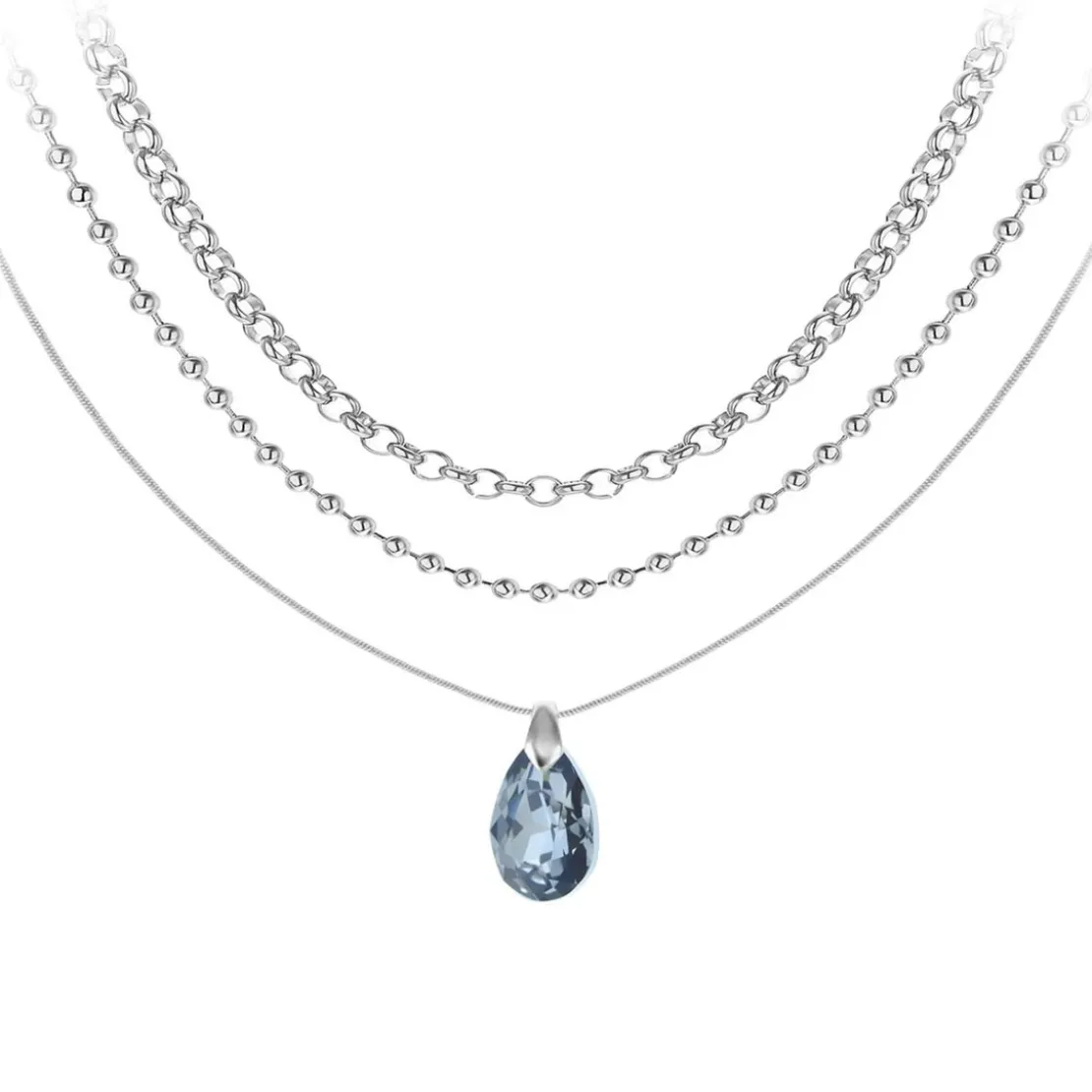 So Charm BijouxCollier par So Charm® ornée de cristaux Swarovski® BS4405-SINI-SN016+B2378-ARGENT+B2385-ARGENT