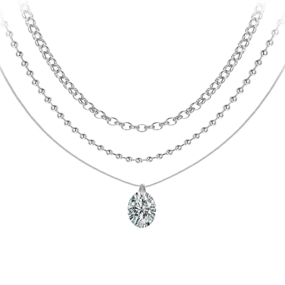 So Charm BijouxCollier par So Charm® ornée de cristaux Swarovski® BS4396-CRYS-SN016+B2378-ARGENT+B2385-ARGENT