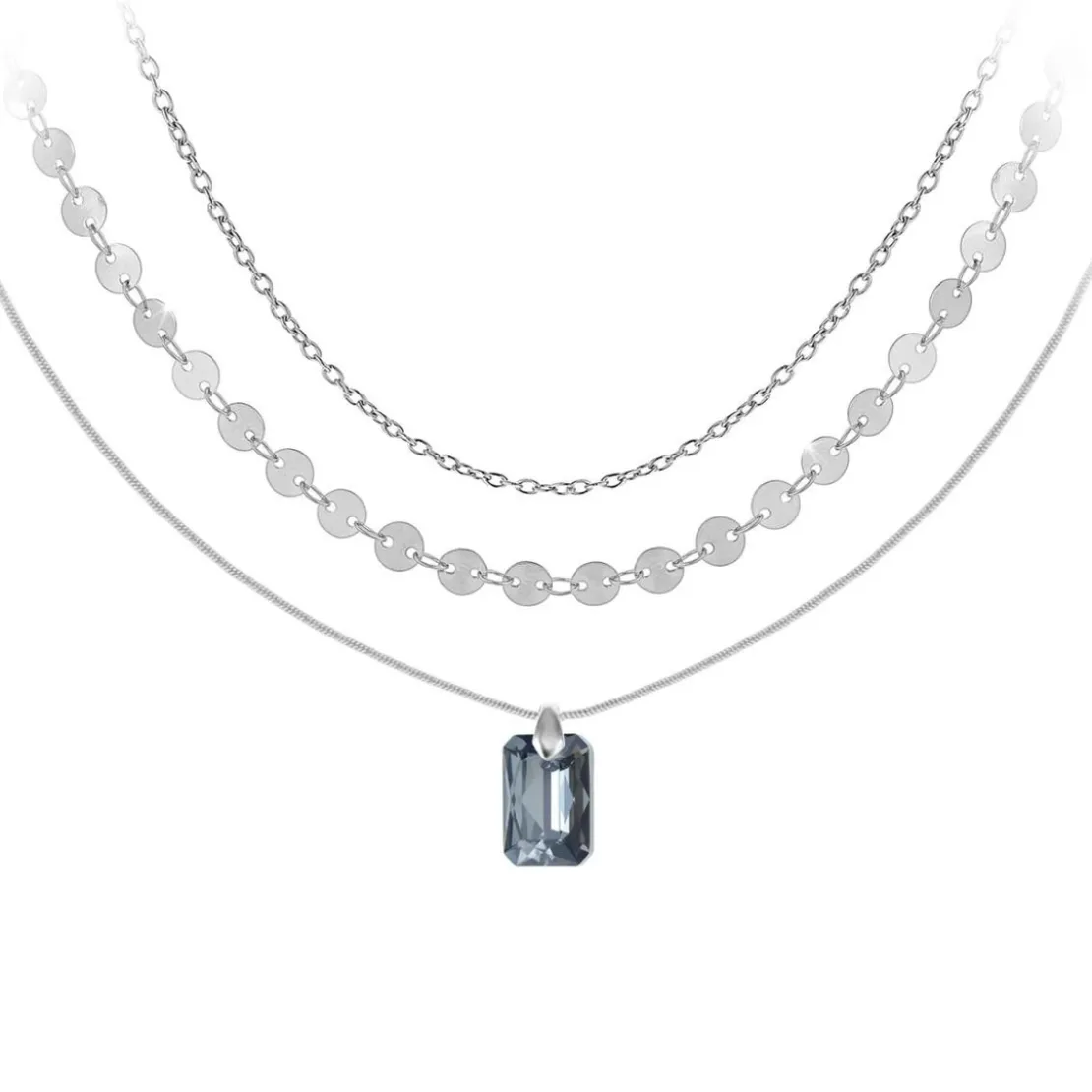 So Charm BijouxCollier par So Charm® ornée de cristaux Swarovski® BS4411-SINI-SN016+B2392-ARGENT+B2382-ARGENT