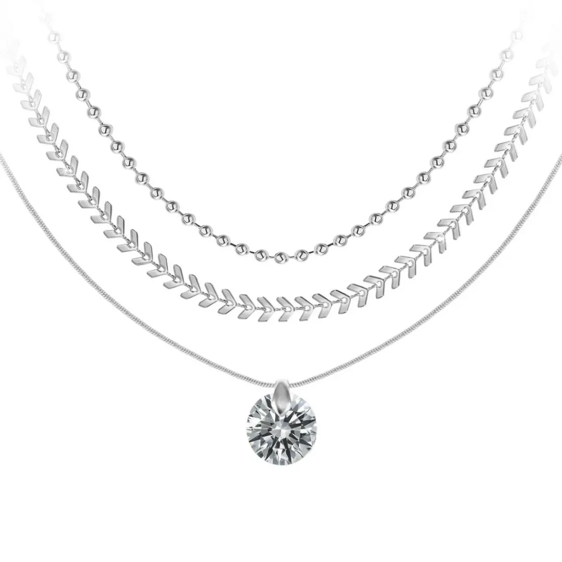 So Charm BijouxCollier rond par So Charm® ornée de cristaux Swarovski® BS4394-CRYS-SN016+B2881-ARGENT+B2385-ARGENT