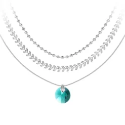 So Charm BijouxCollier rond par So Charm® ornée de cristaux Swarovski® BS4394-EMER-SN016+B2881-ARGENT+B2385-ARGENT