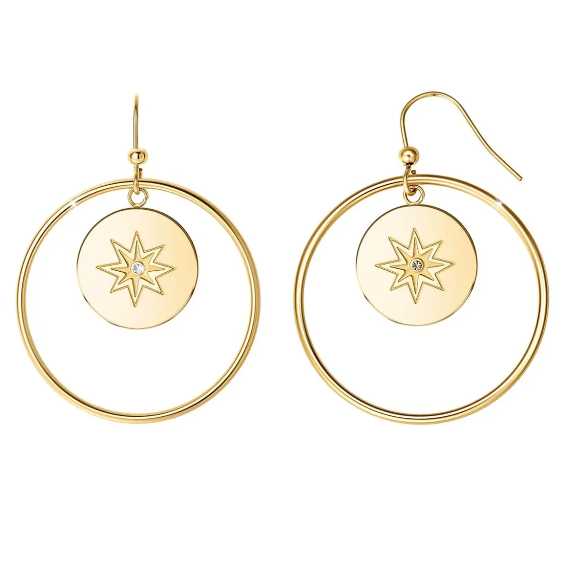 So Charm BijouxCréolesSo Charm - BD2318-BO-DORE-DIAMANT-BLANC - Boucles D'Oreilles Dorées