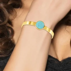 So Charm BijouxJonc FemmeSo Charm - B2494-TURQUOISE - Bracelet Mode Doré