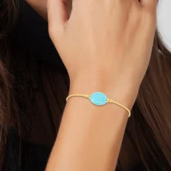 So Charm BijouxJonc FemmeSo Charm - B2492-TURQUOISE - Bracelet Mode Doré