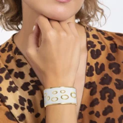 So Charm BijouxManchette Femme So Charm - B3391-DORE - Bracelet Email Blanc