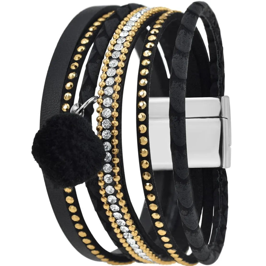 So Charm BijouxManchette Femme So Charm - B3353-NOIR - Bracelet Mode Noir