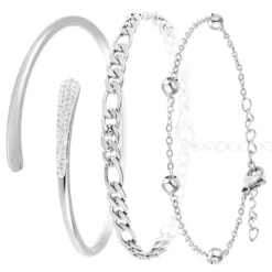So Charm BijouxSet de 3 bracelets So Charm® ornée de cristaux Swarovski® BS1927-ARGENT+B2384-ARGENT+B2371-ARGENT