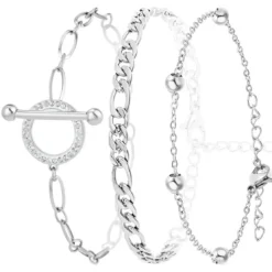 So Charm BijouxSet de 3 bracelets So Charm® ornée de cristaux Swarovski® BS3158-ARGENT+B2384-ARGENT+B2371-ARGENT
