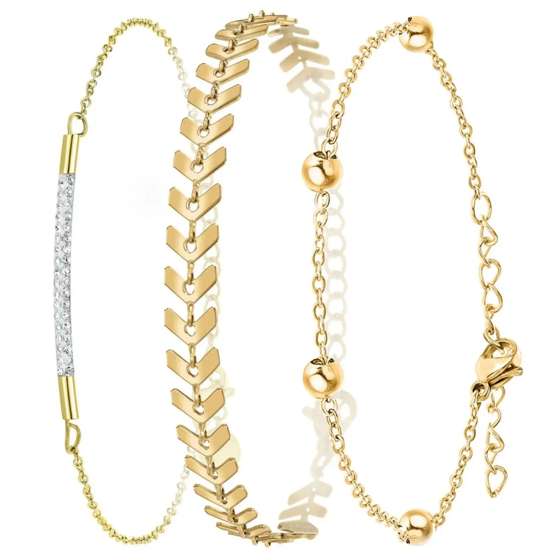So Charm BijouxSet de 3 bracelets So Charm® ornée de cristaux Swarovski® BS2642-DORE+B2882-DORE+B2371-DORE