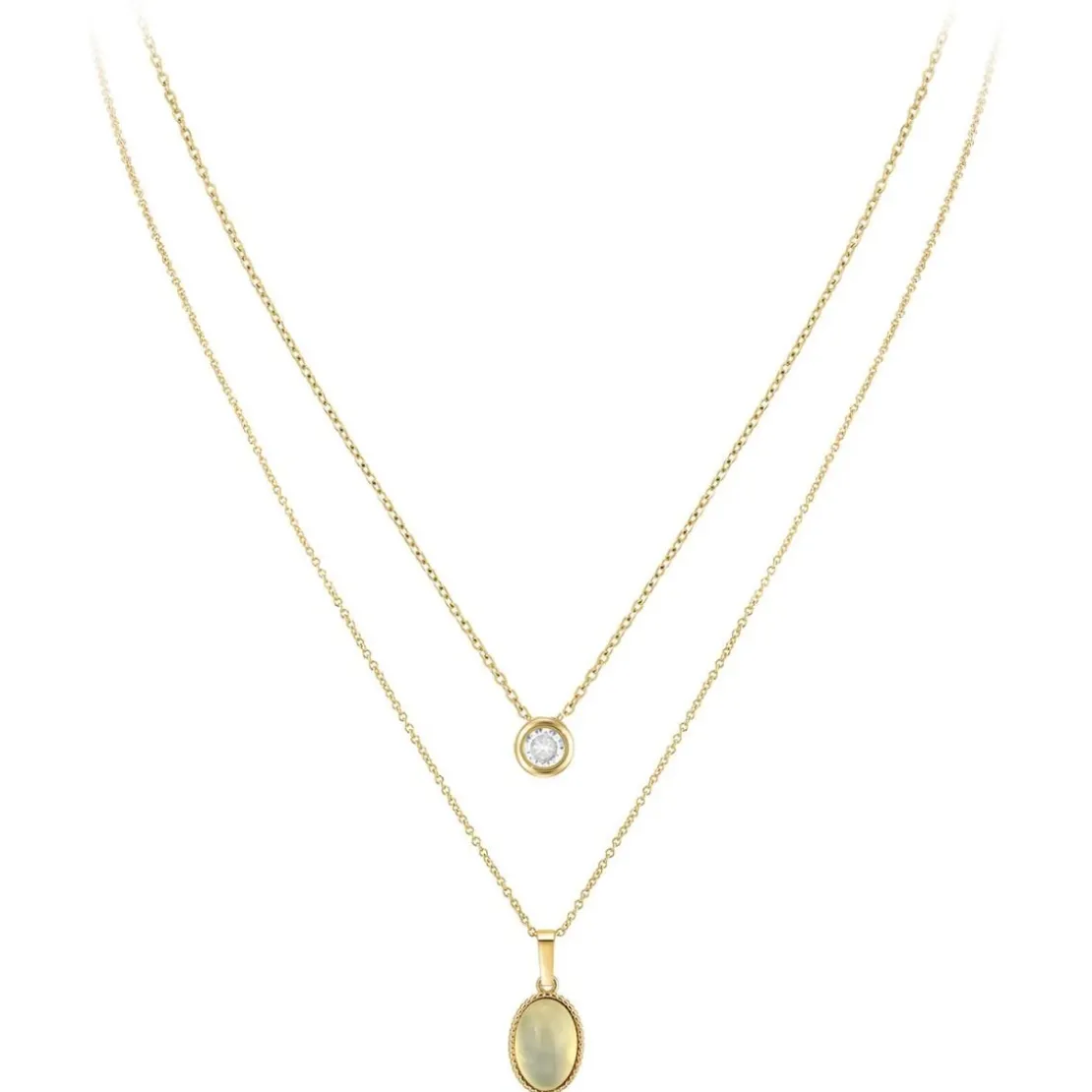 So Charm BijouxSet de 2 colliers par So Charm® ornée de cristaux Swarovski® B2458-WHITE-ONYX+BS3086-DORE