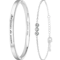 So Charm BijouxSet de deux bracelets So Charm® ornée de cristaux Swarovski® B2541-02-ARGENT+BS4274-ARGENT