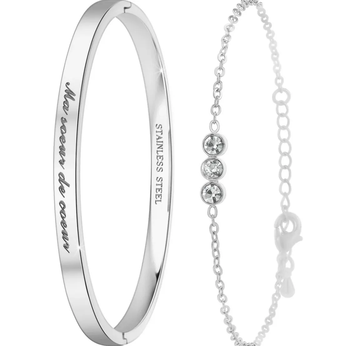 So Charm BijouxSet de deux bracelets So Charm® ornée de cristaux Swarovski® B2541-02-ARGENT+BS4274-ARGENT