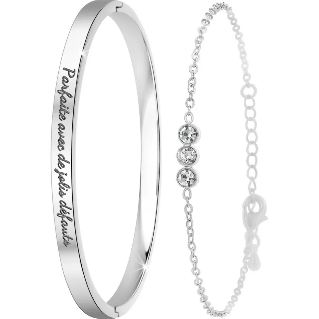 So Charm BijouxSet de deux bracelets So Charm® ornée de cristaux Swarovski® B2803-14-ARGENT+BS4274-ARGENT