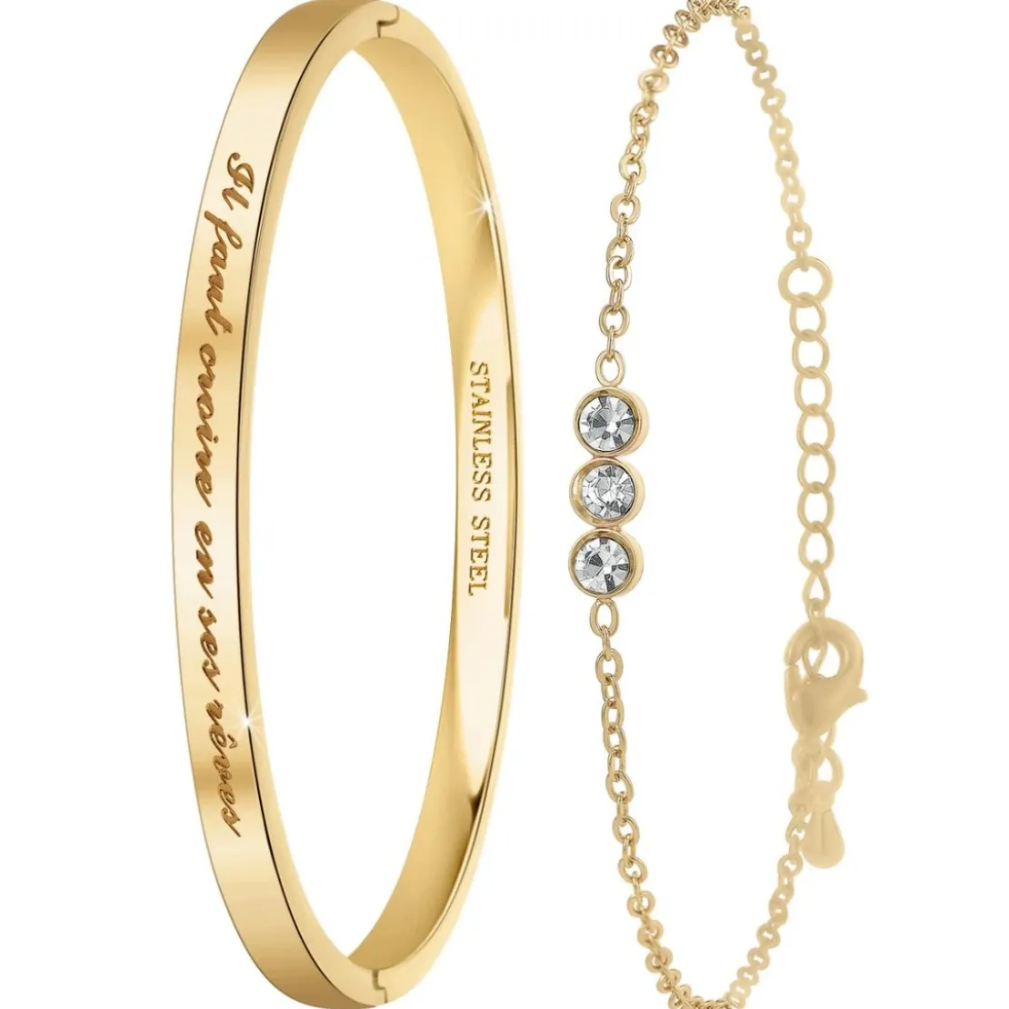 So Charm BijouxSet de deux bracelets So Charm® ornée de cristaux Swarovski® B2541-20-DORE+BS4274-DORE