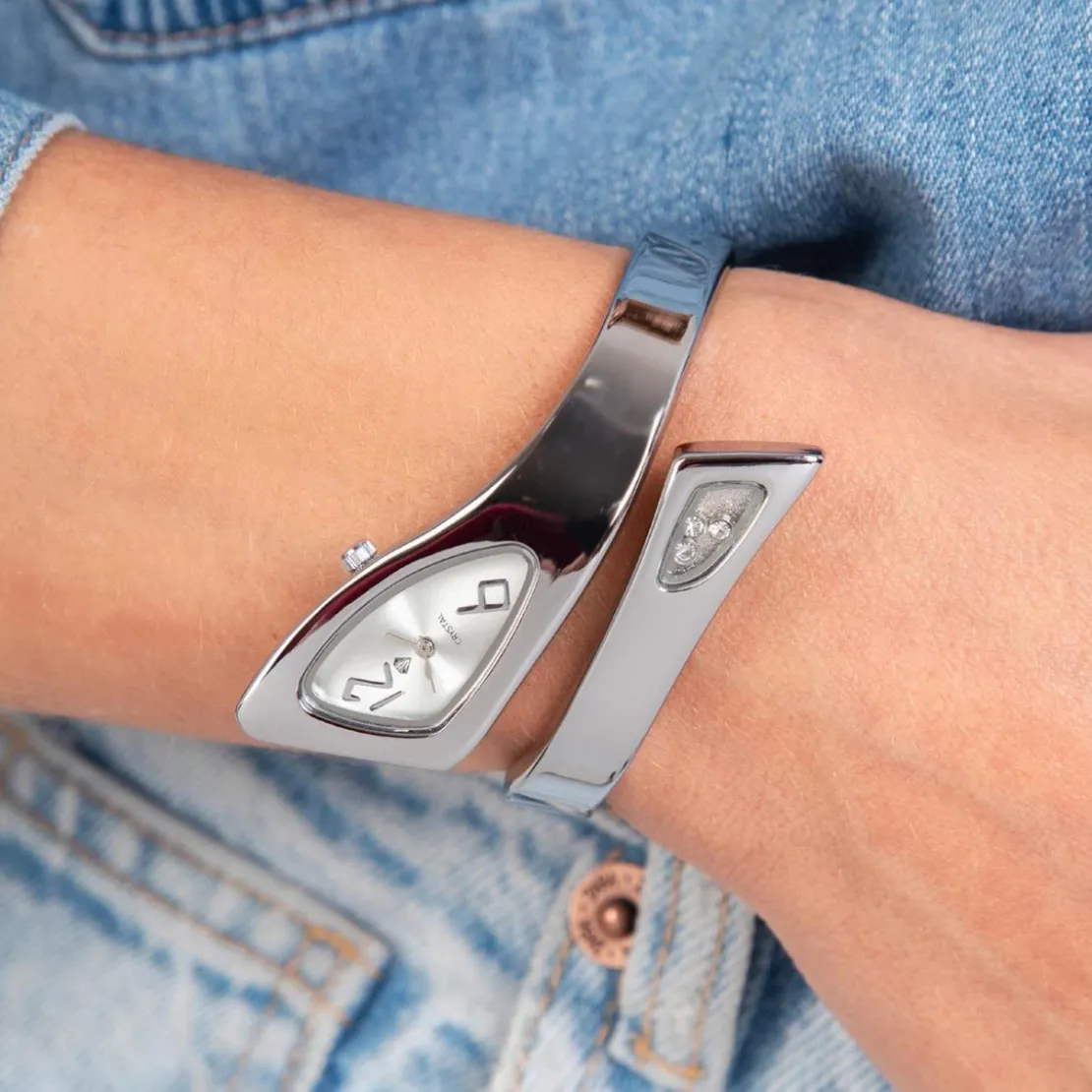 So Charm MontresMontre Bangle Par So Charm® ornée de cristaux Swarovski® MF001-ARGENT-SWARO