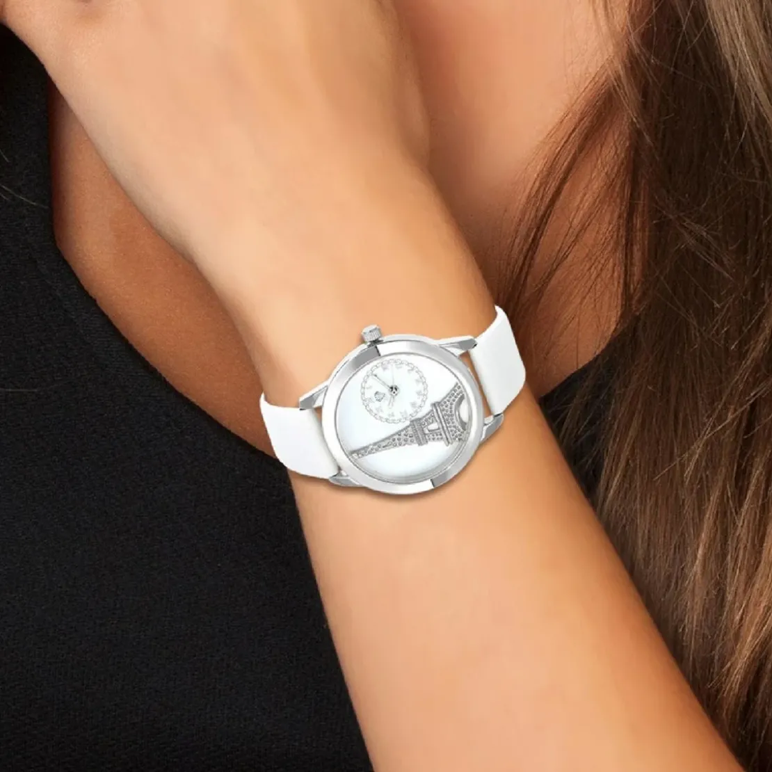 So Charm MontresMontre femme MF457-BLANC - Bracelet en Cuir Blanc