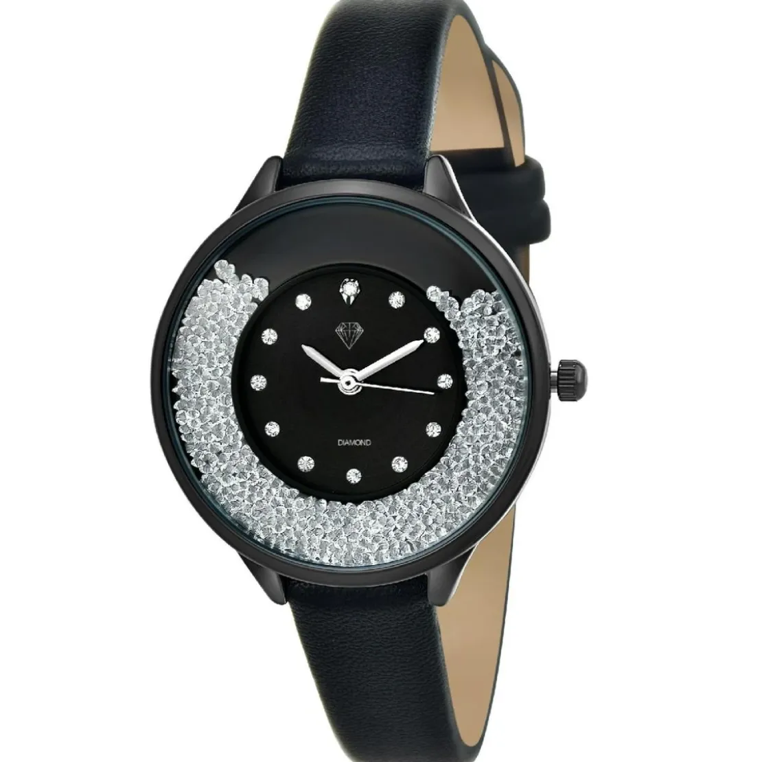 So Charm MontresMontre femme MF459-DIAMANT-NOIR - Bracelet en Cuir Noir
