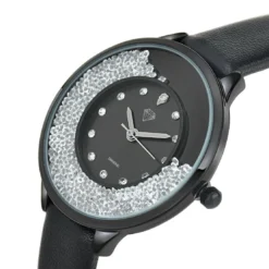 So Charm MontresMontre femme MF459-DIAMANT-NOIR - Bracelet en Cuir Noir