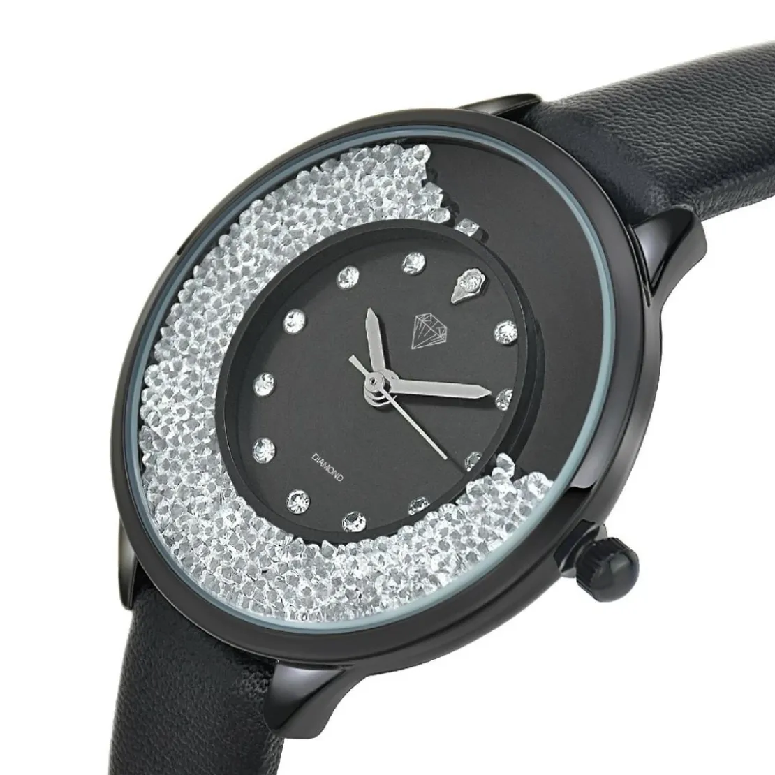 So Charm MontresMontre femme MF459-DIAMANT-NOIR - Bracelet en Cuir Noir